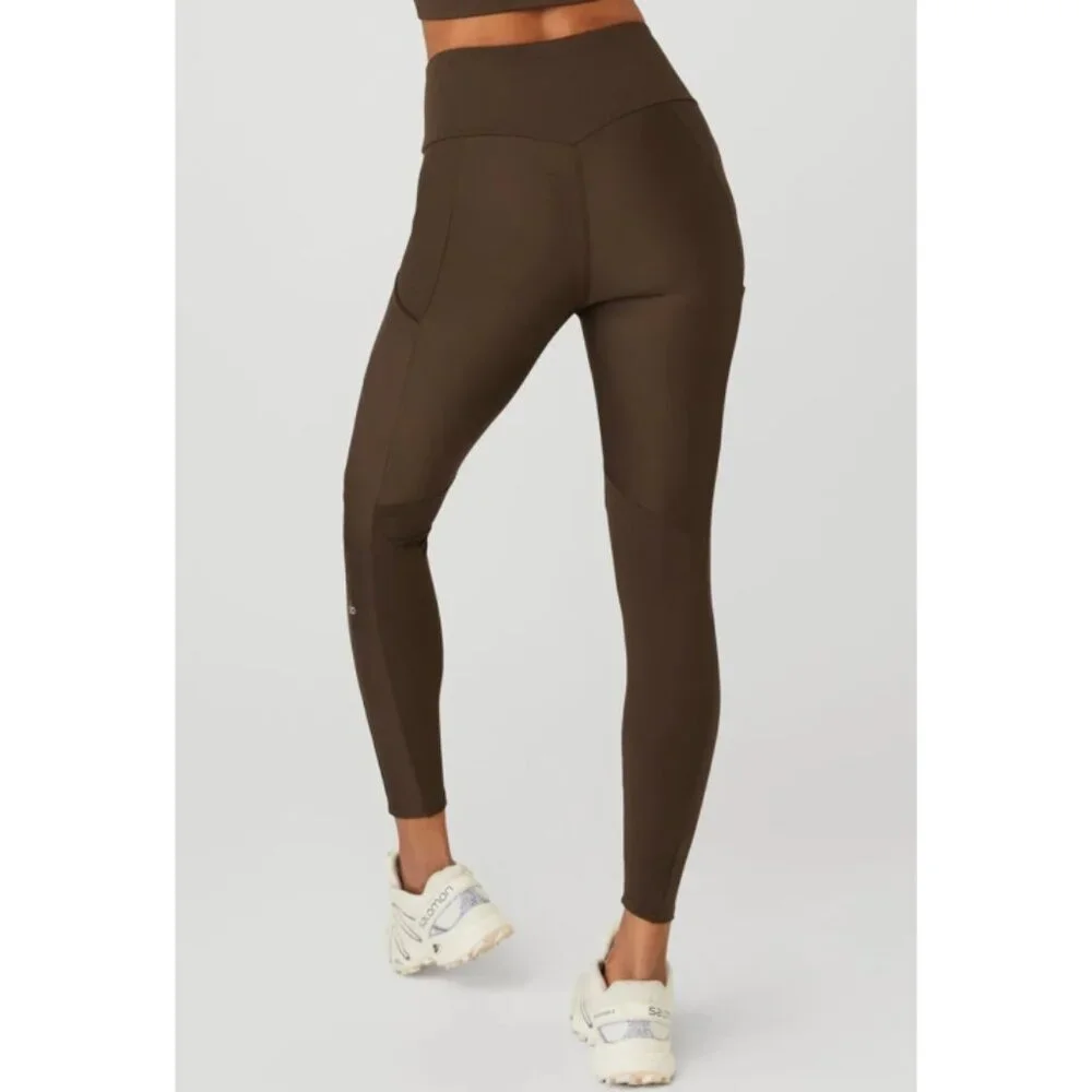 Alo Ribbed Airlift High-Waist 7/8 Enchanted Leggings Espresso Hi-Rise Waisted XS